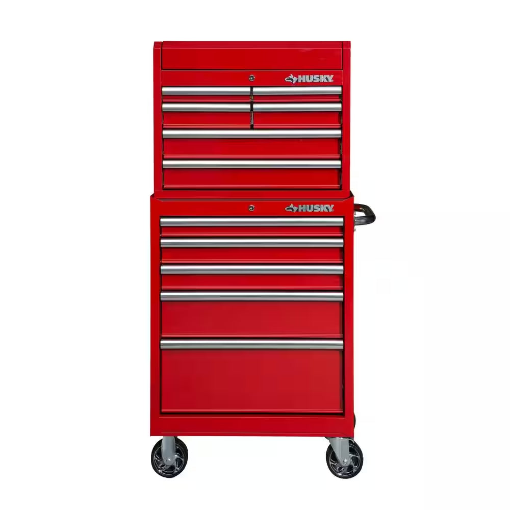 27 In. 11-Drawer Gloss Red Tool Chest and Cabinet Combo